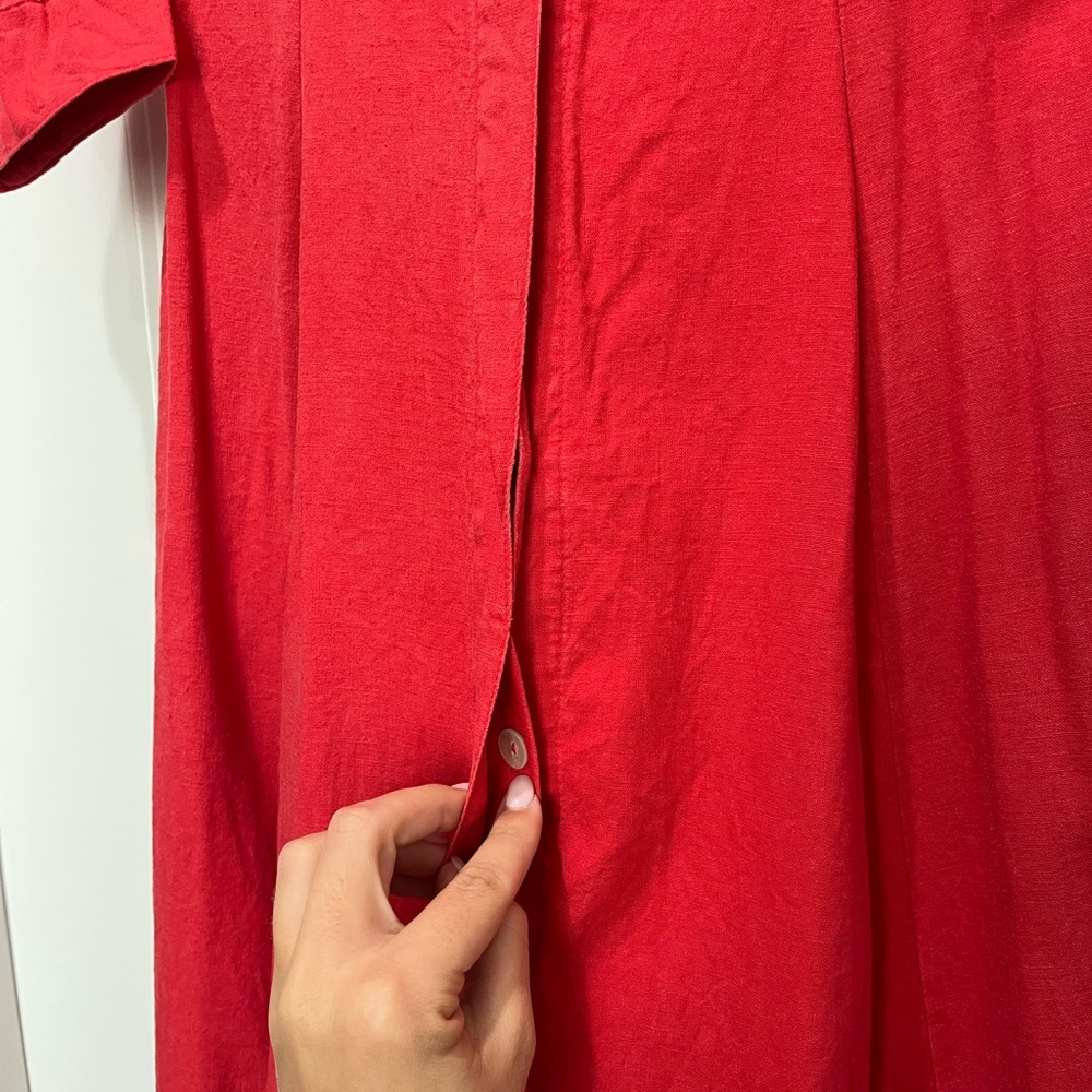 Joie Red Linen Blend Midi Dress - Picture 3 of 5